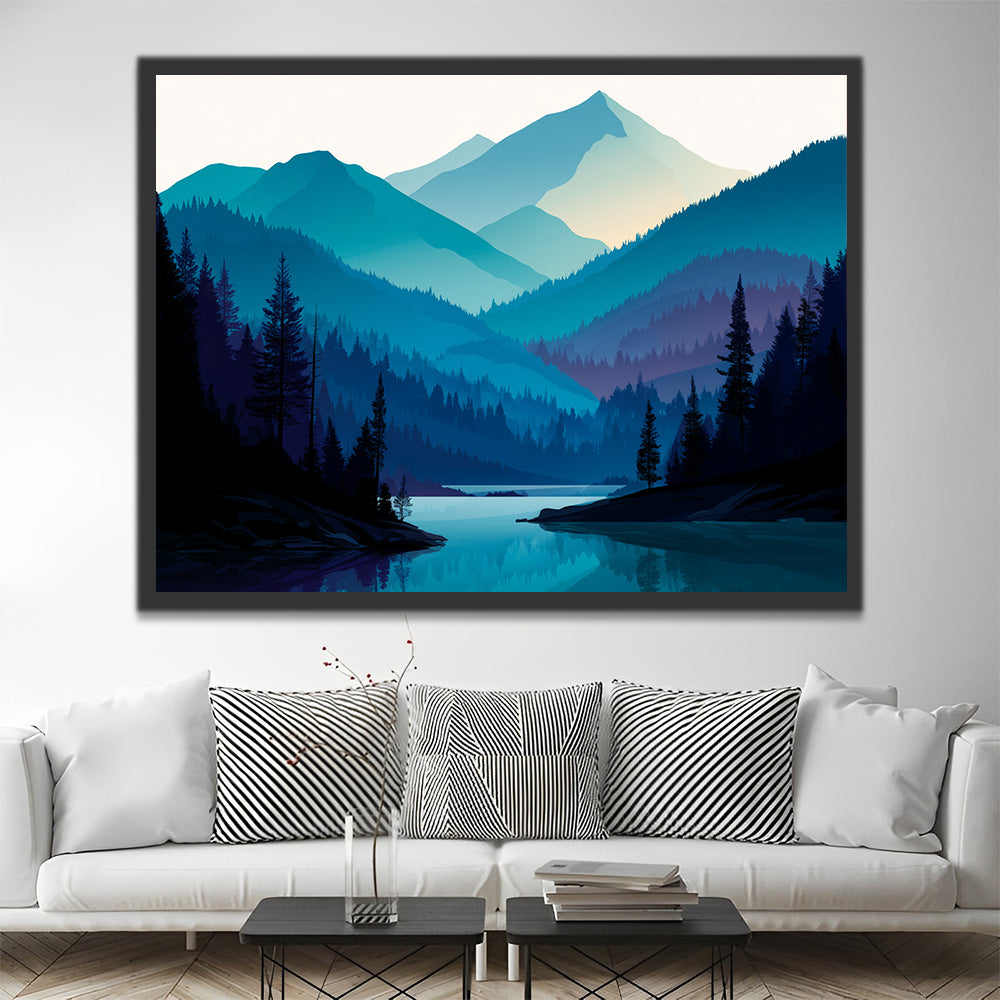 River under the Mountains Paint by Numbers