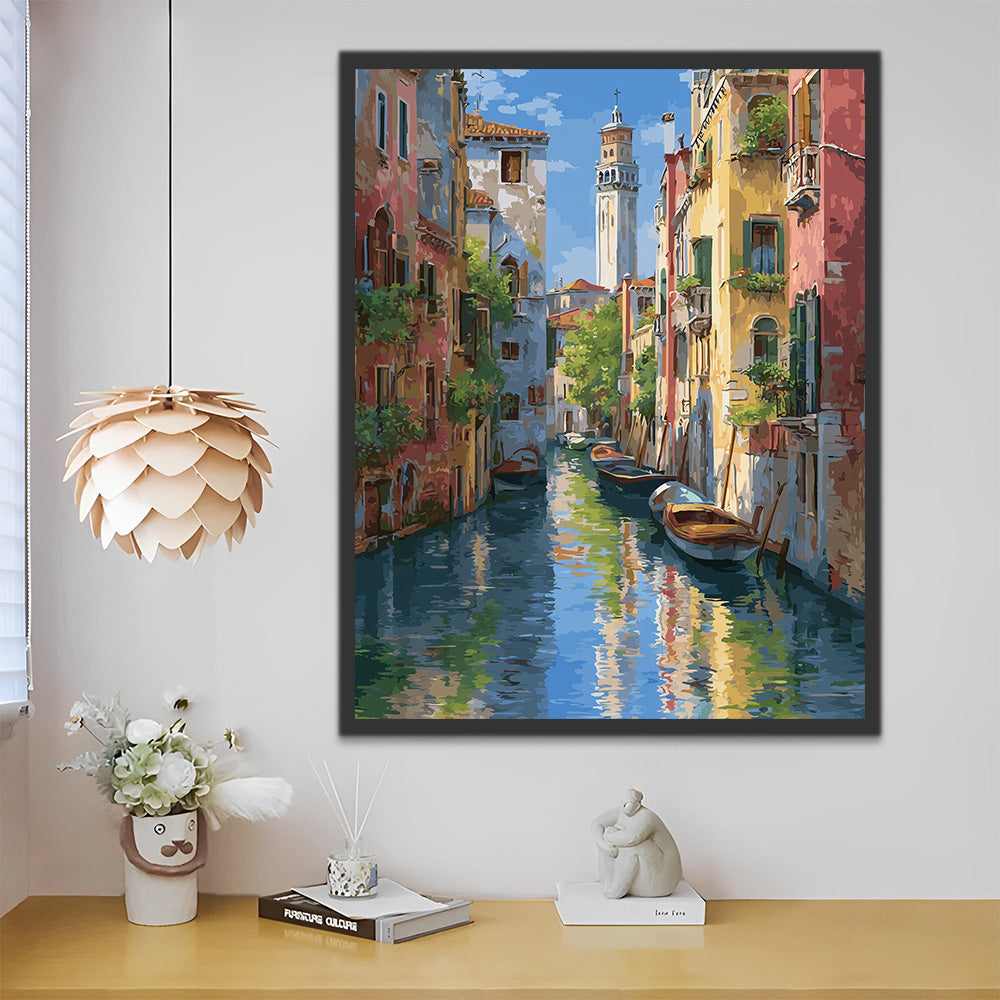 Rivers and Boats in the City Paint by Numbers