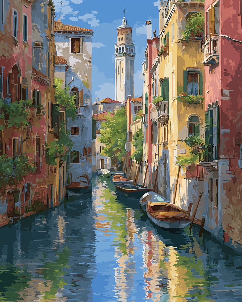 Rivers and Boats in the City Paint by Numbers