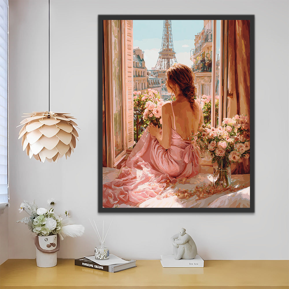 Romantic Woman in Paris Paint by Numbers