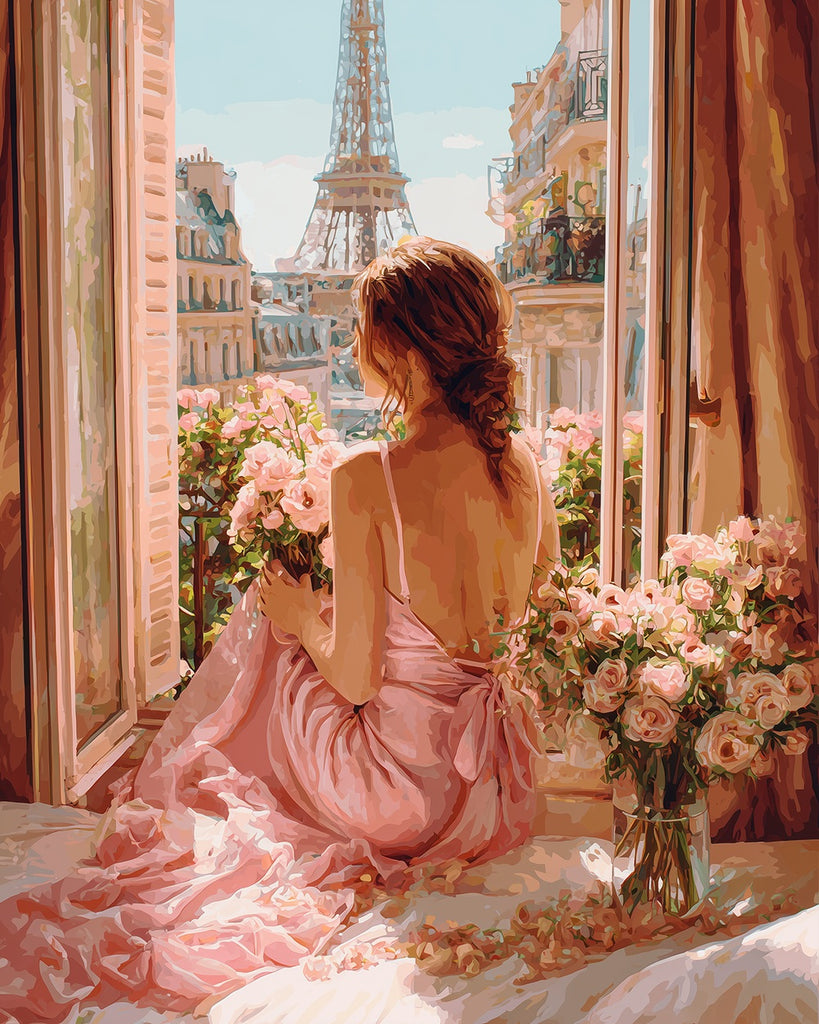 Romantic Woman in Paris Paint by Numbers
