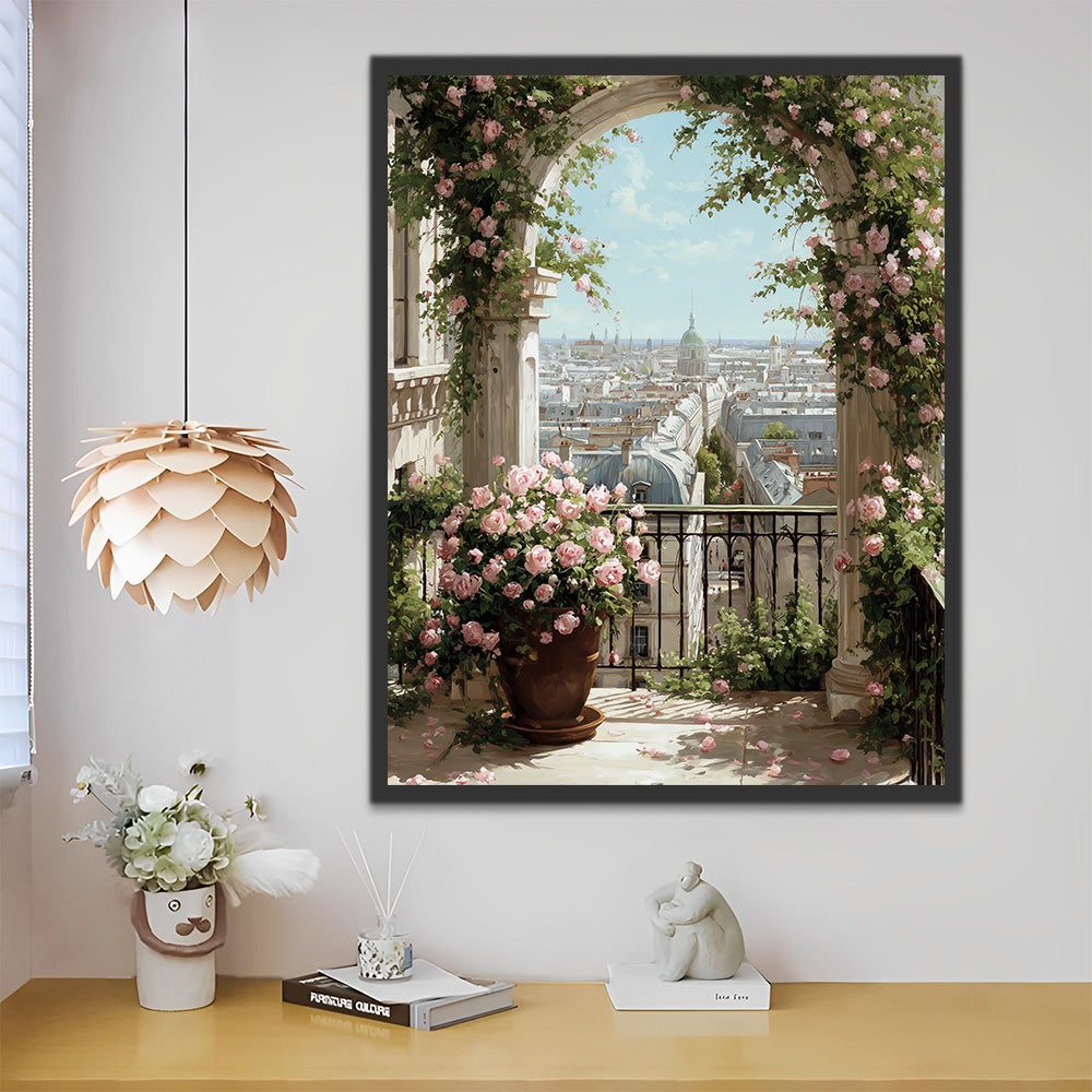 Rose-Lined Stone Corridor in the City Paint by Numbers