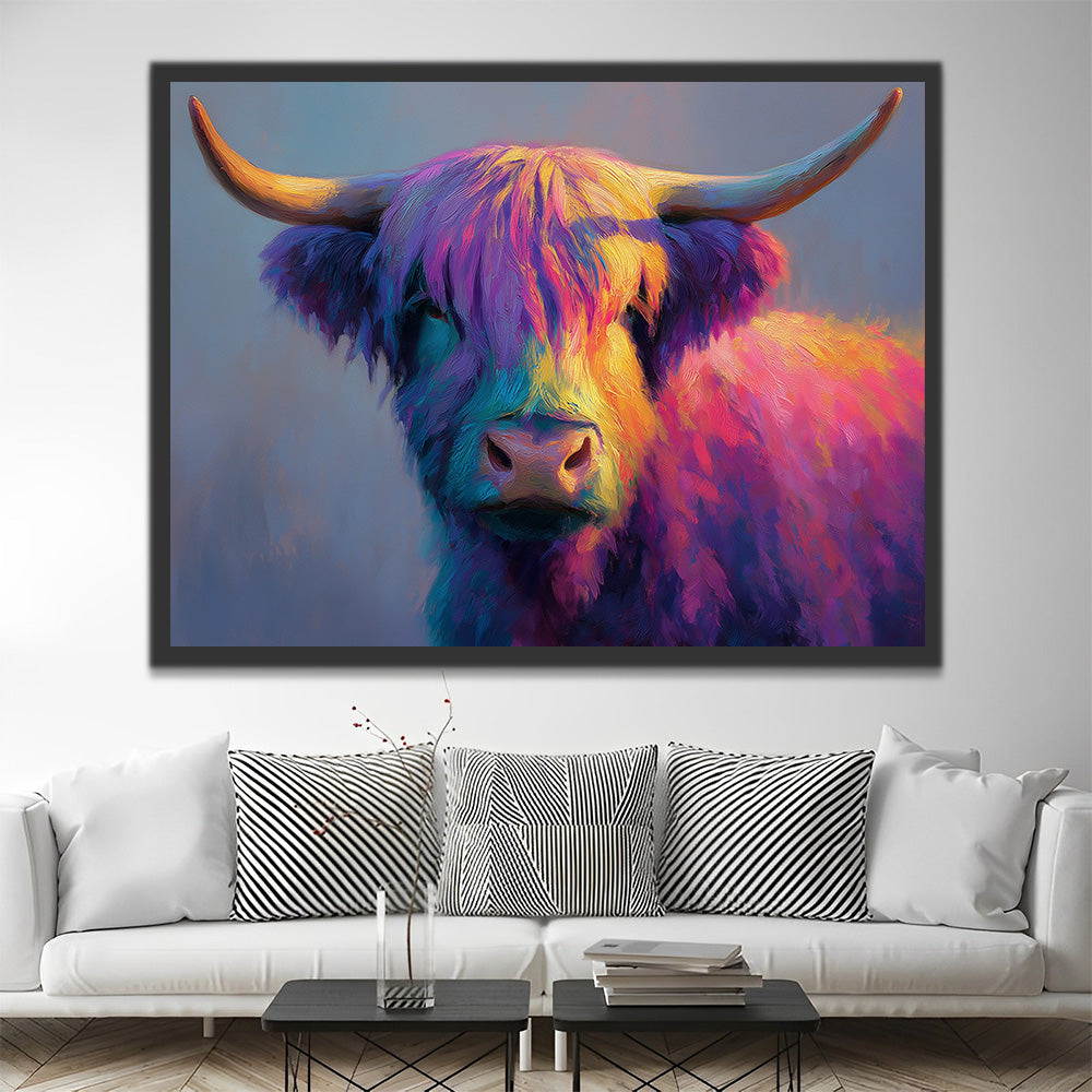 Rose-Red Highland Cattle Paint by Numbers