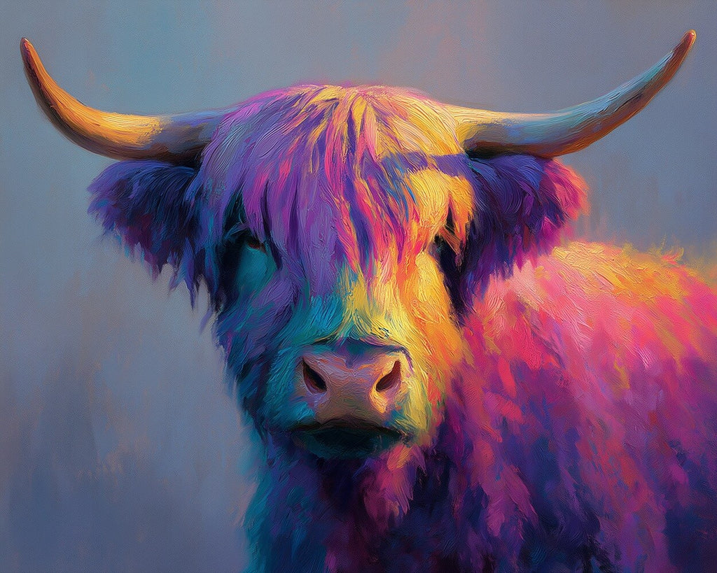 Rose-Red Highland Cattle Paint by Numbers