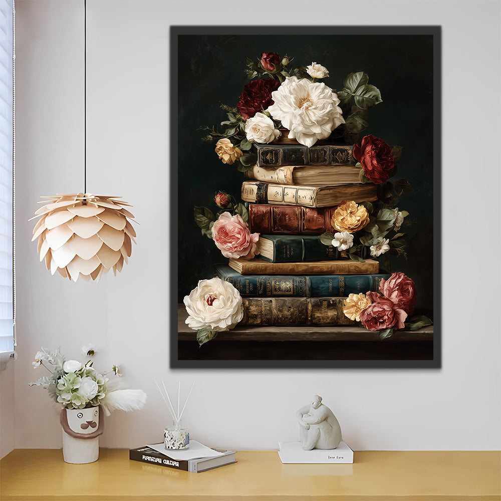 Roses and Classic Books Paint by Numbers