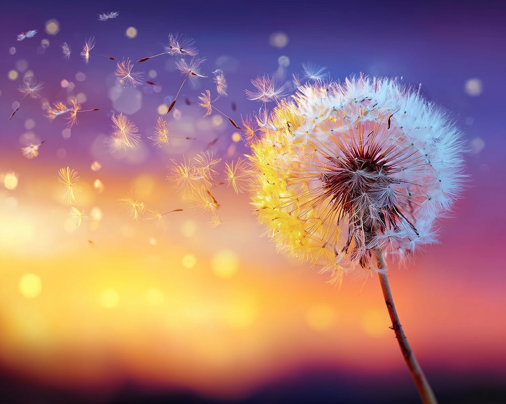 Scattered White Dandelions Paint by Numbers
