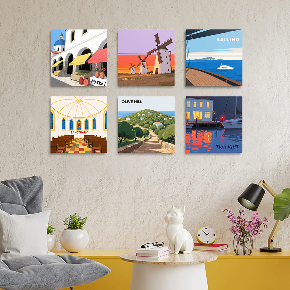Scenery of Various Cities 6 Pieces Mini Paint by Numbers