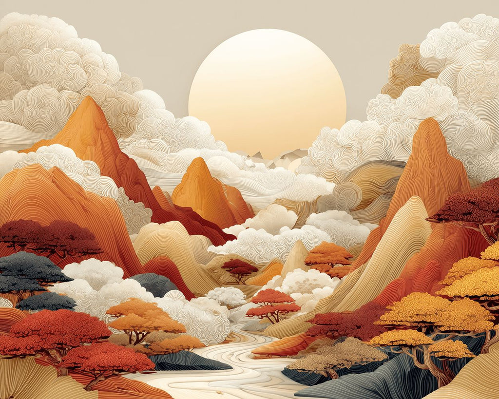 Sea of Clouds and Mountains at Sunrise Paint by Numbers