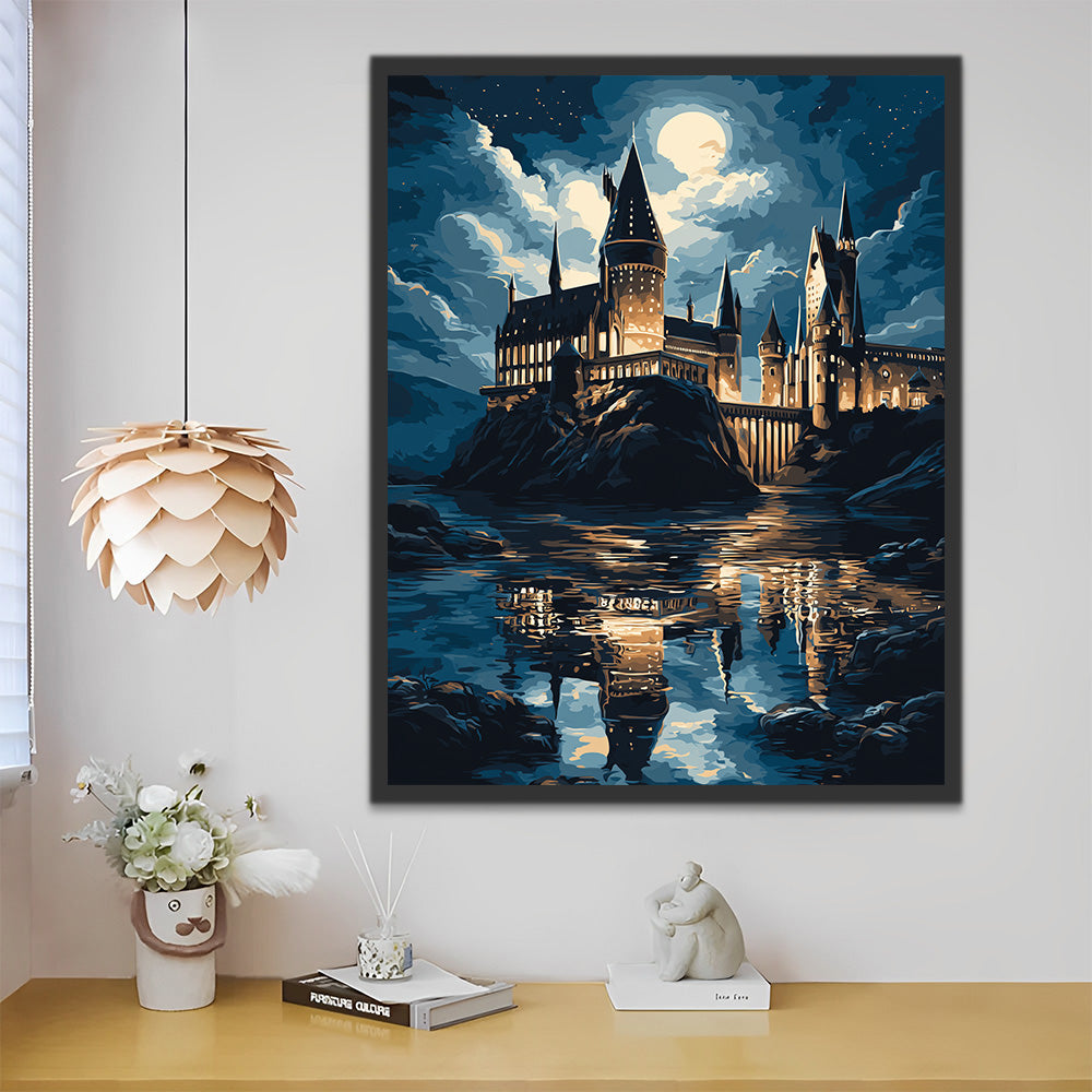 Seaside Castle under Dark Clouds Paint by Numbers