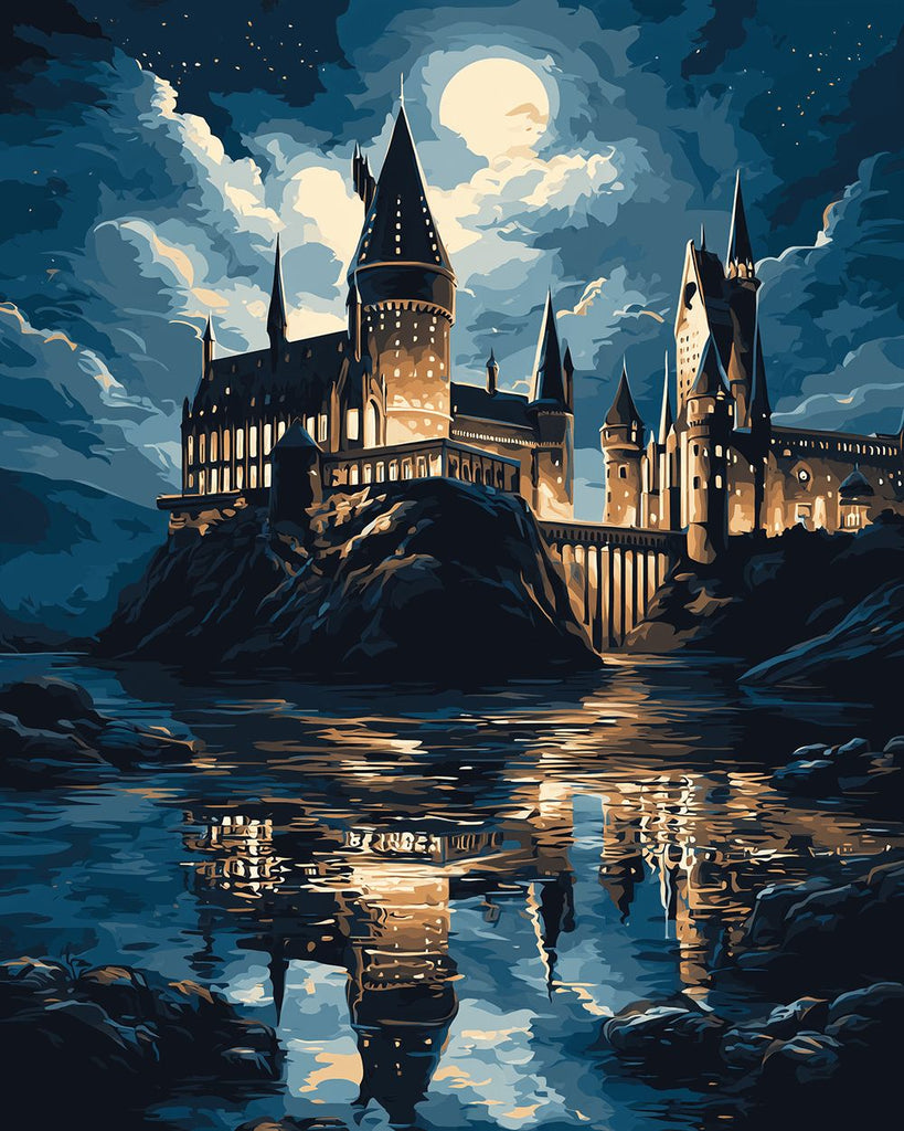 Seaside Castle under Dark Clouds Paint by Numbers