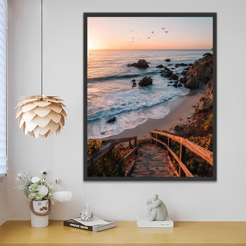 Seaside Wooden Steps Paint by Numbers