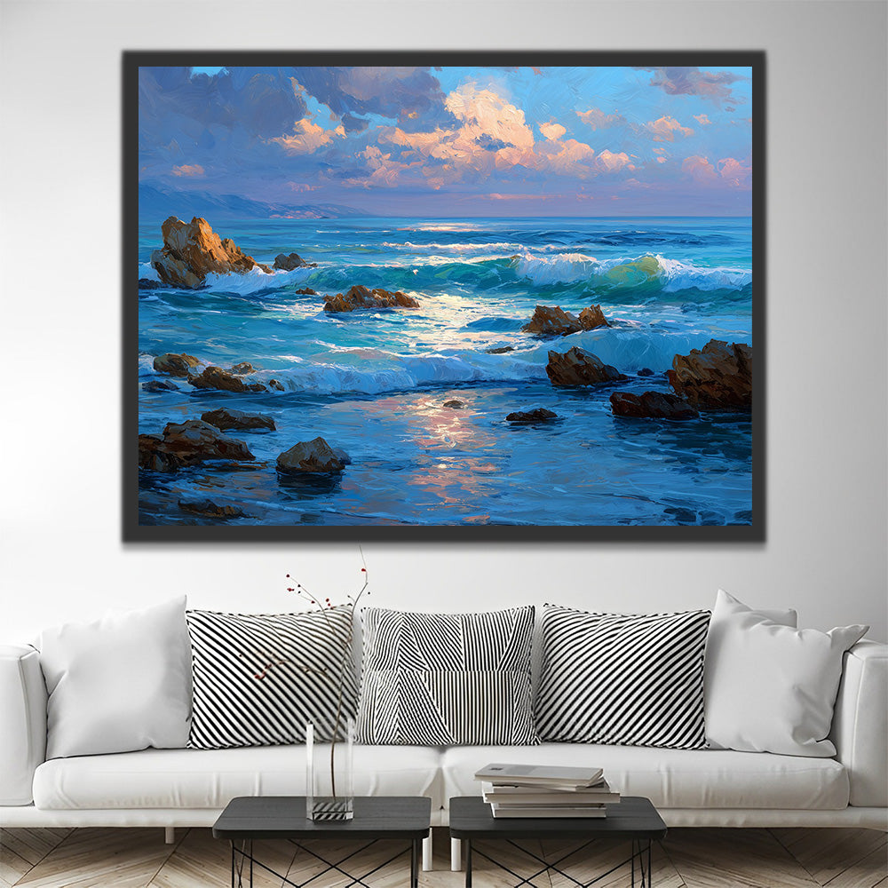 Seawater Crashed against the Rocks Paint by Numbers