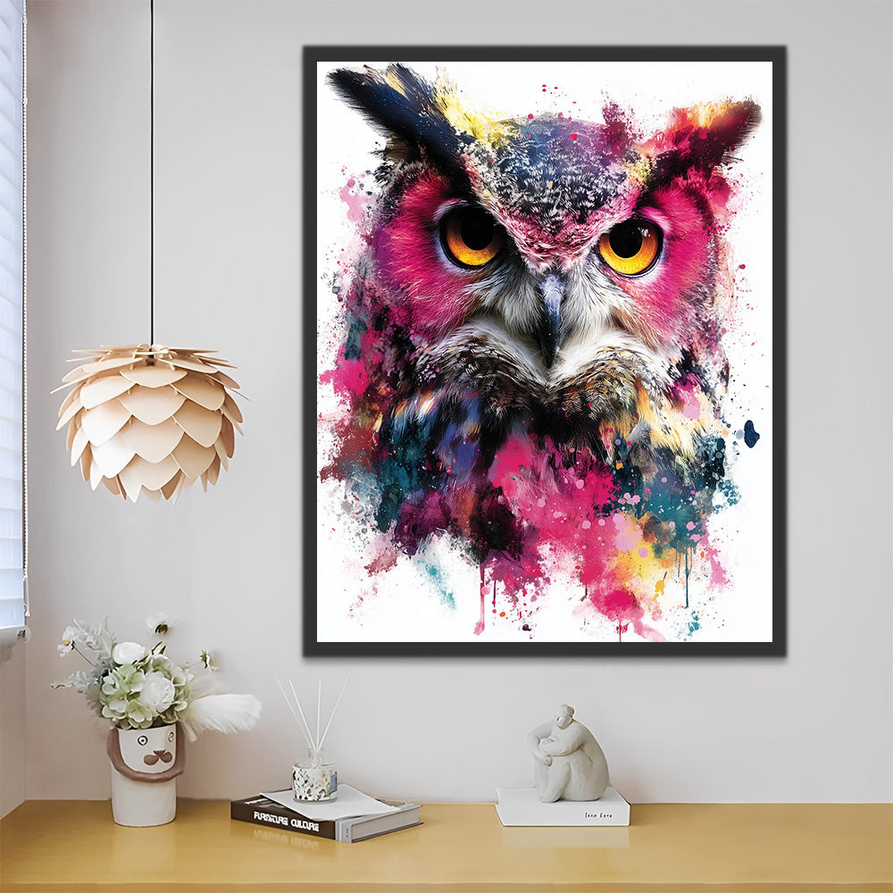 Serious Colorful Owl Paint by Numbers