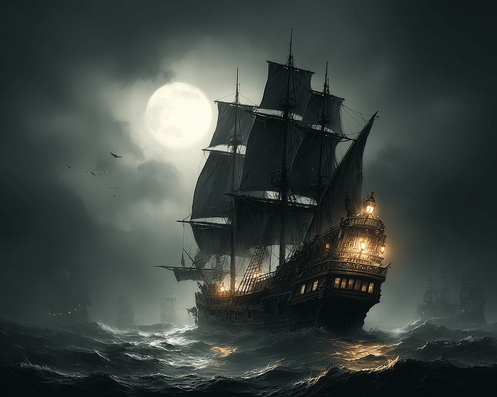 Ship on the Sea under Dark Clouds Paint by Numbers