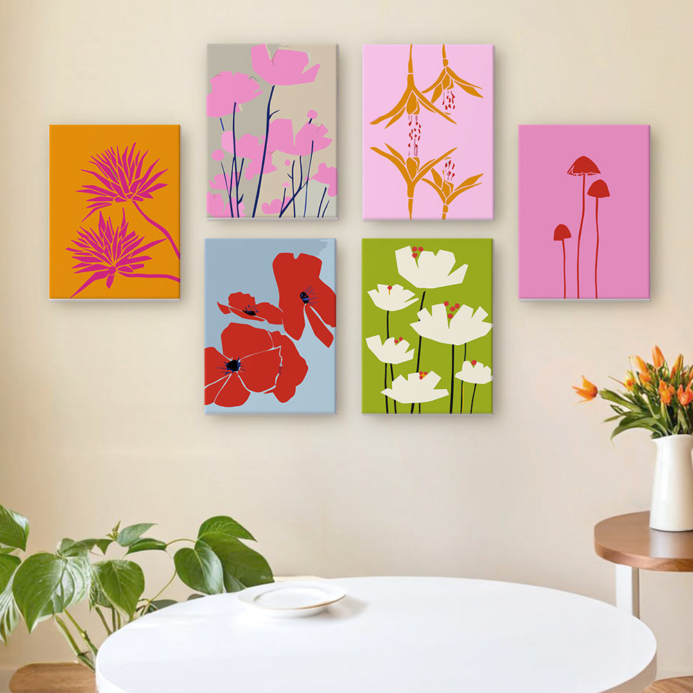 Simple Flowers 6 Pieces Mini Paint by Numbers