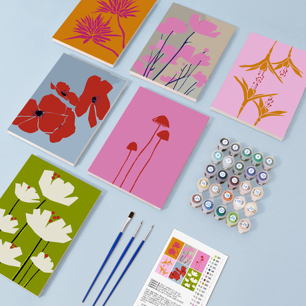 Simple Flowers 6 Pieces Mini Paint by Numbers