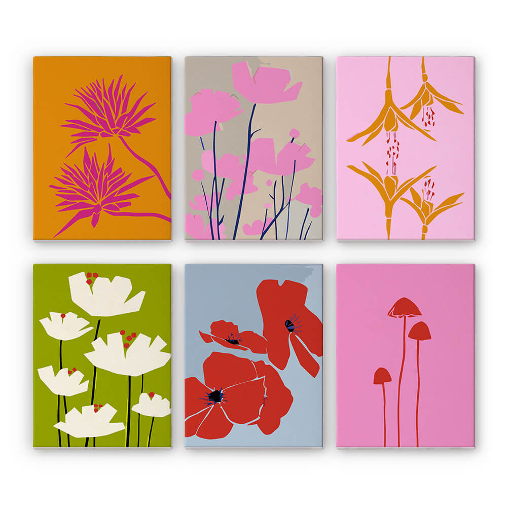 Simple Flowers 6 Pieces Mini Paint by Numbers