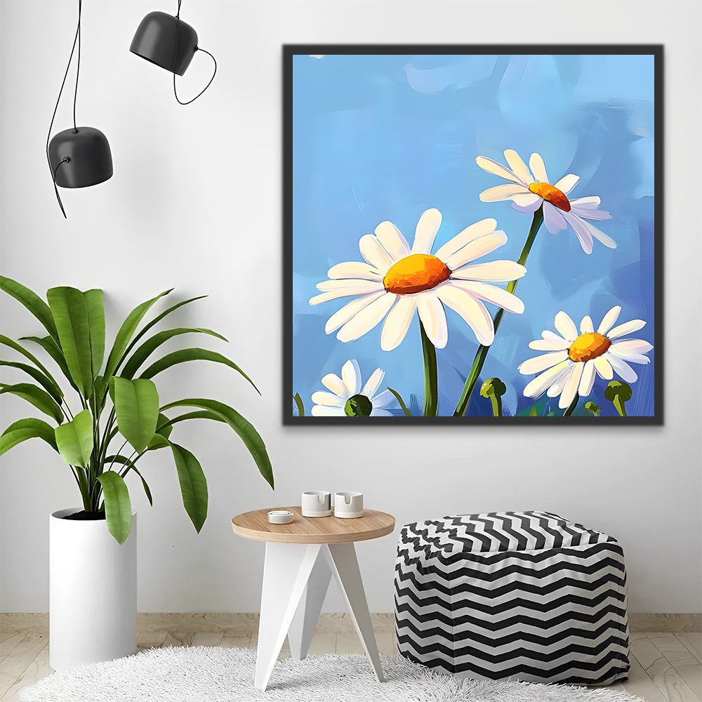 Simple White Daisy Paint by Numbers