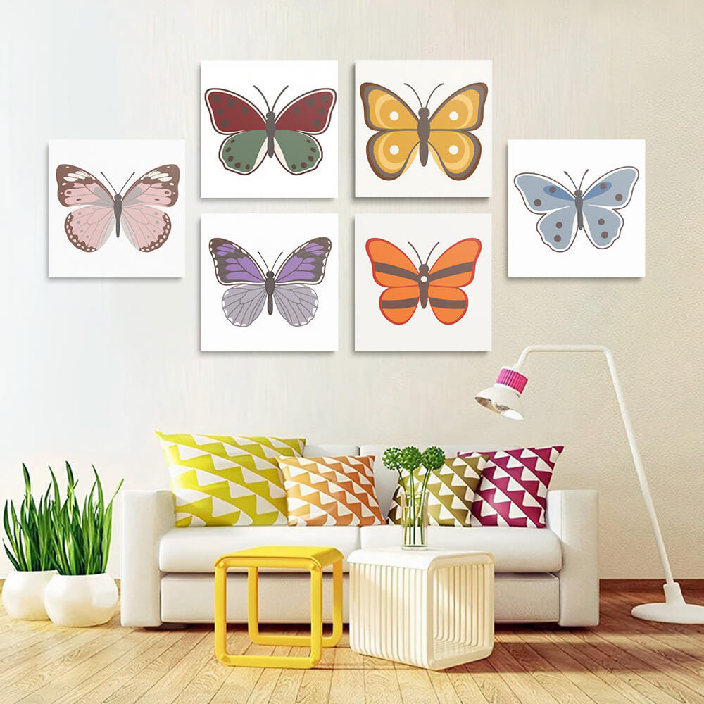 Six Butterflies 6 Pieces Mini Paint by Numbers