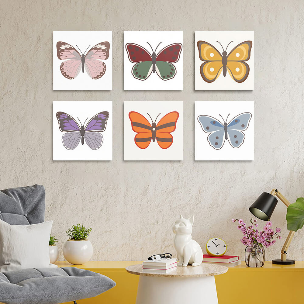 Six Butterflies 6 Pieces Mini Paint by Numbers
