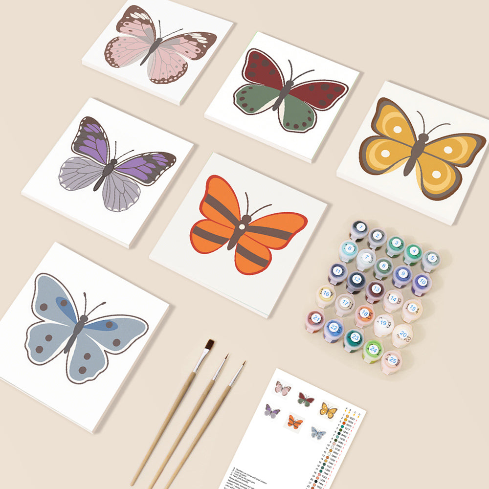 Six Butterflies 6 Pieces Mini Paint by Numbers