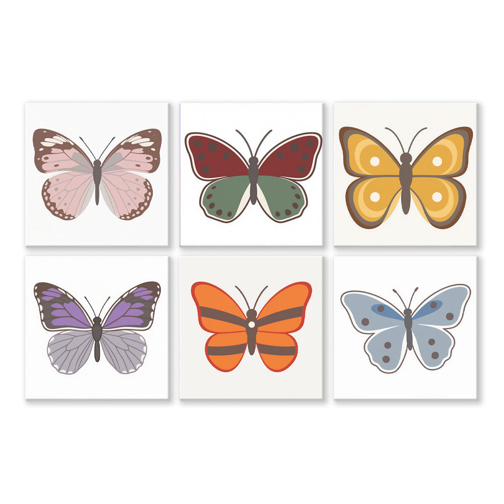 Six Butterflies 6 Pieces Mini Paint by Numbers