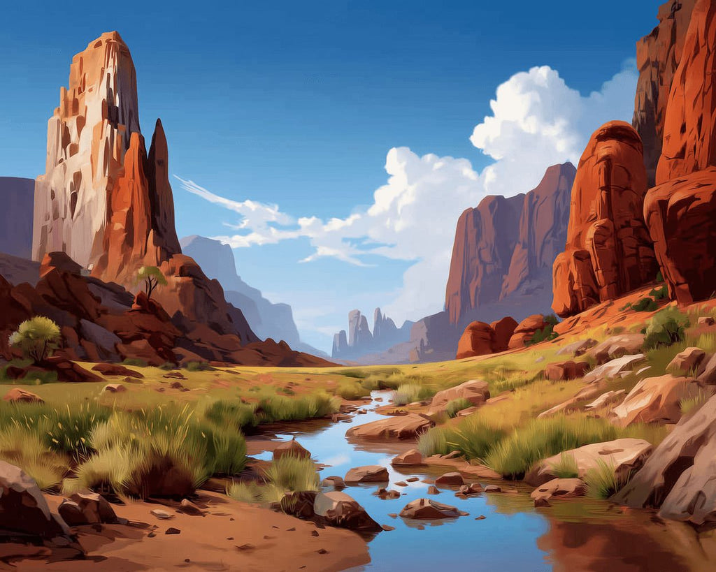 Small Stream in the Hot Mountains Paint by Numbers