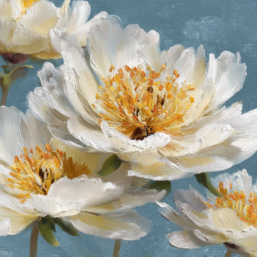 Small White Flowers with Yellow Stamens Paint by Numbers