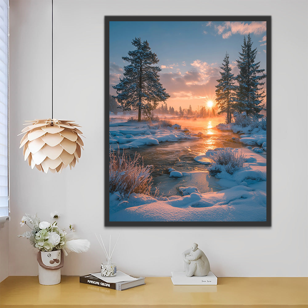 Snow-Covered Forests and Rivers Paint by Numbers