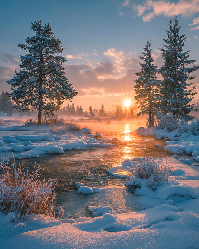 Snow-Covered Forests and Rivers Paint by Numbers