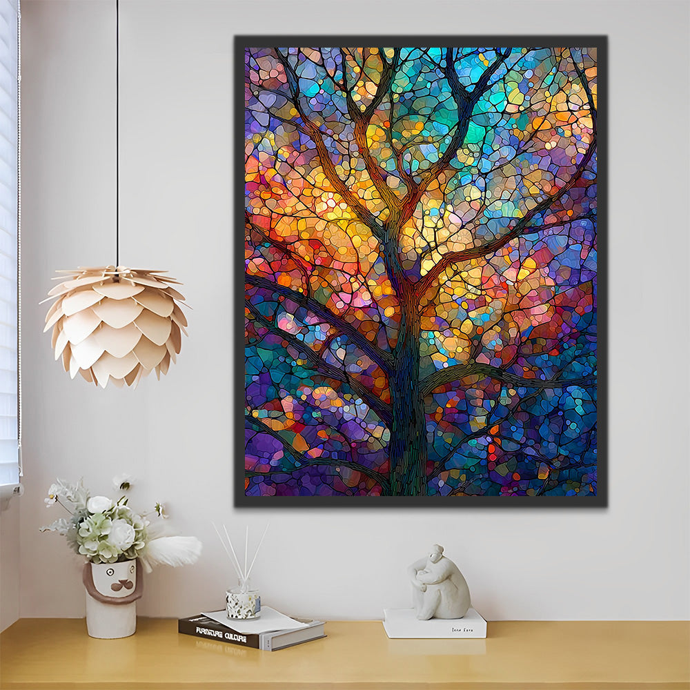 Stained Glass Tree Paint by Numbers