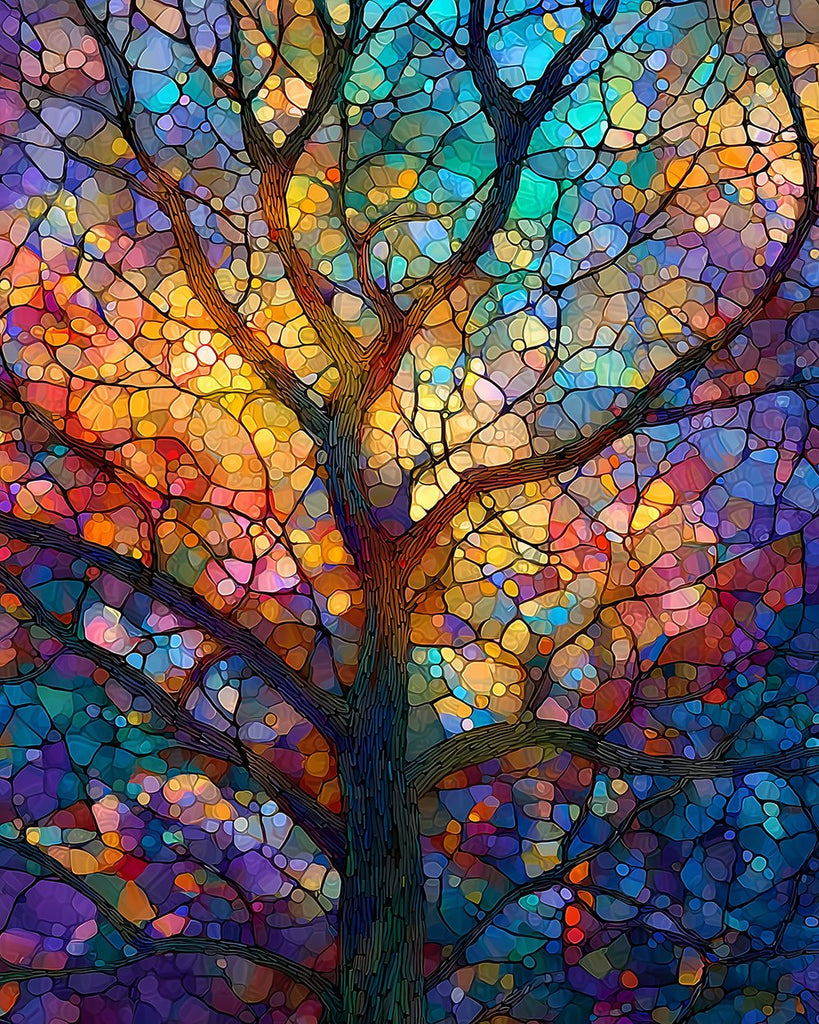 Stained Glass Tree Paint by Numbers