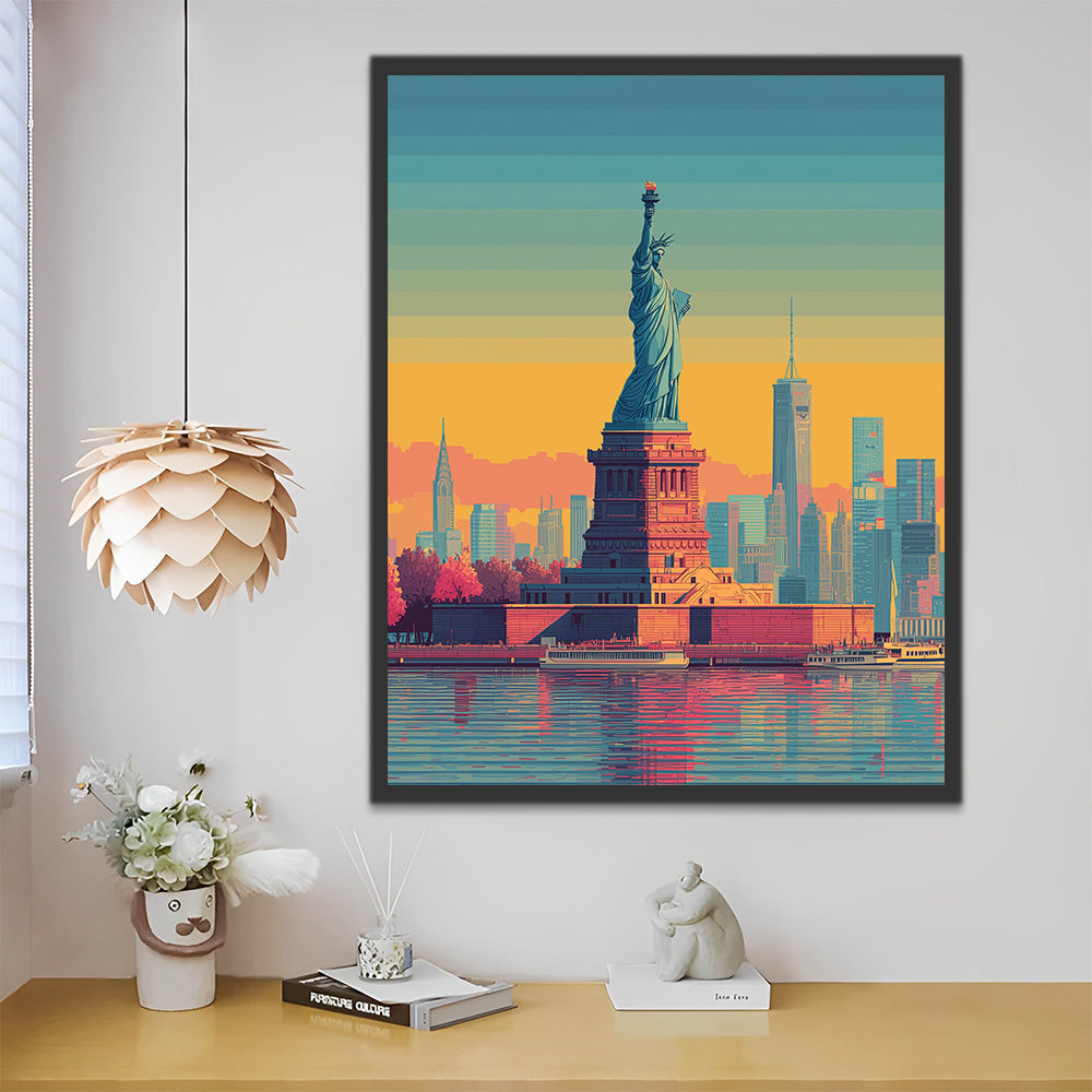 Statue of Liberty and Skyscrapers Paint by Numbers