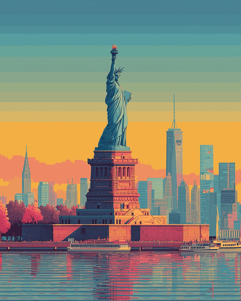 Statue of Liberty and Skyscrapers Paint by Numbers