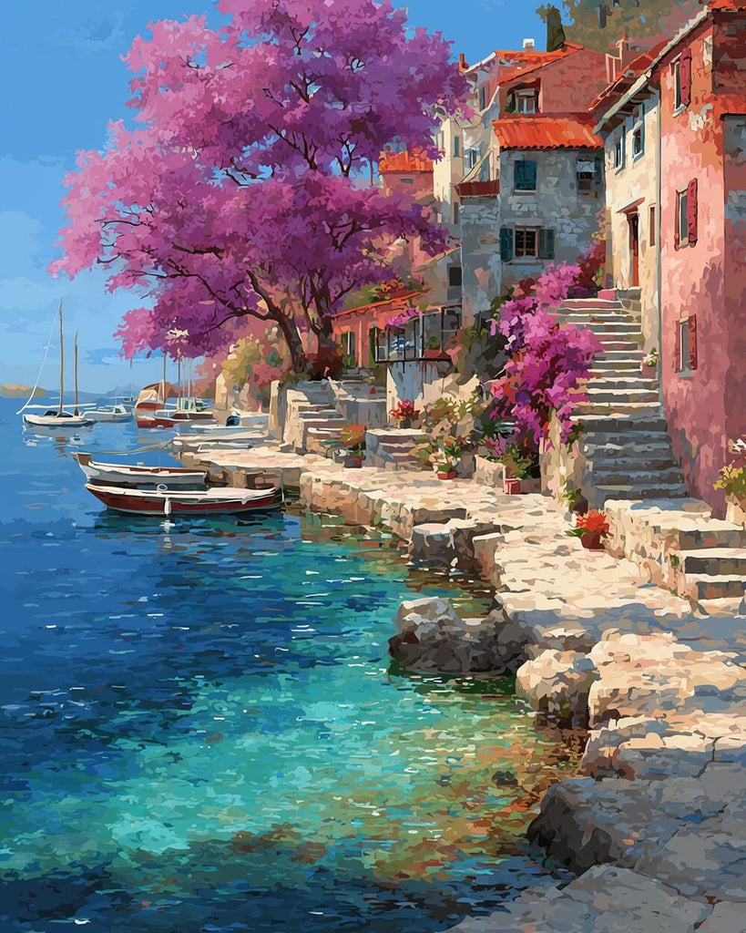 Stone Houses by the Sea Paint by Numbers