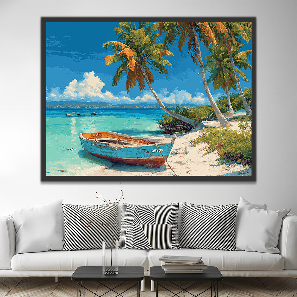 Stranded Ship on the Beach Paint by Numbers