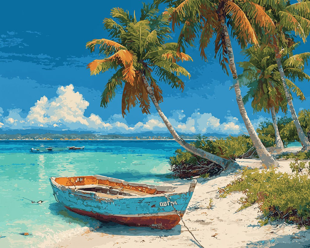 Stranded Ship on the Beach Paint by Numbers