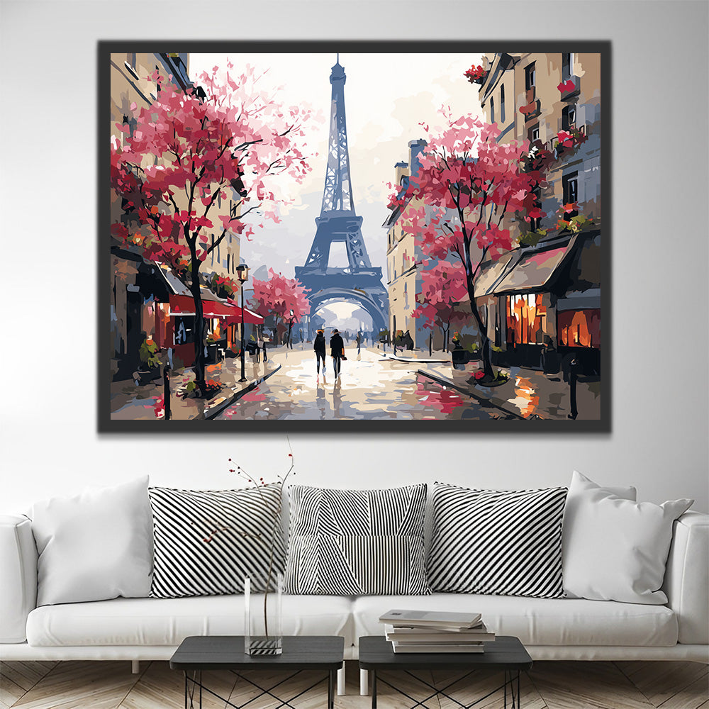 Street at the foot of the Eiffel Tower Paint by Numbers