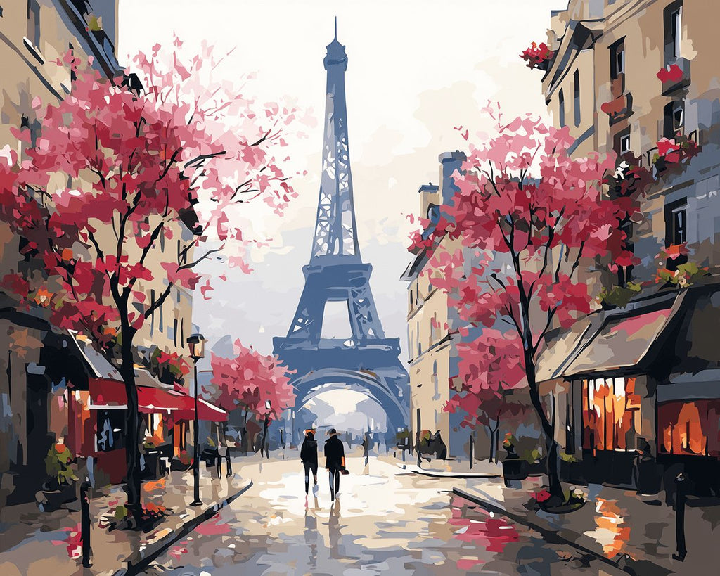 Street at the foot of the Eiffel Tower Paint by Numbers