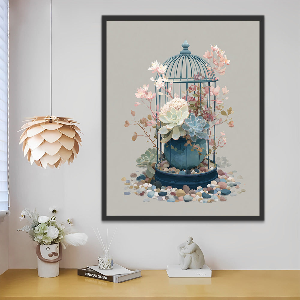 Succulents in a Birdcage Paint by Numbers