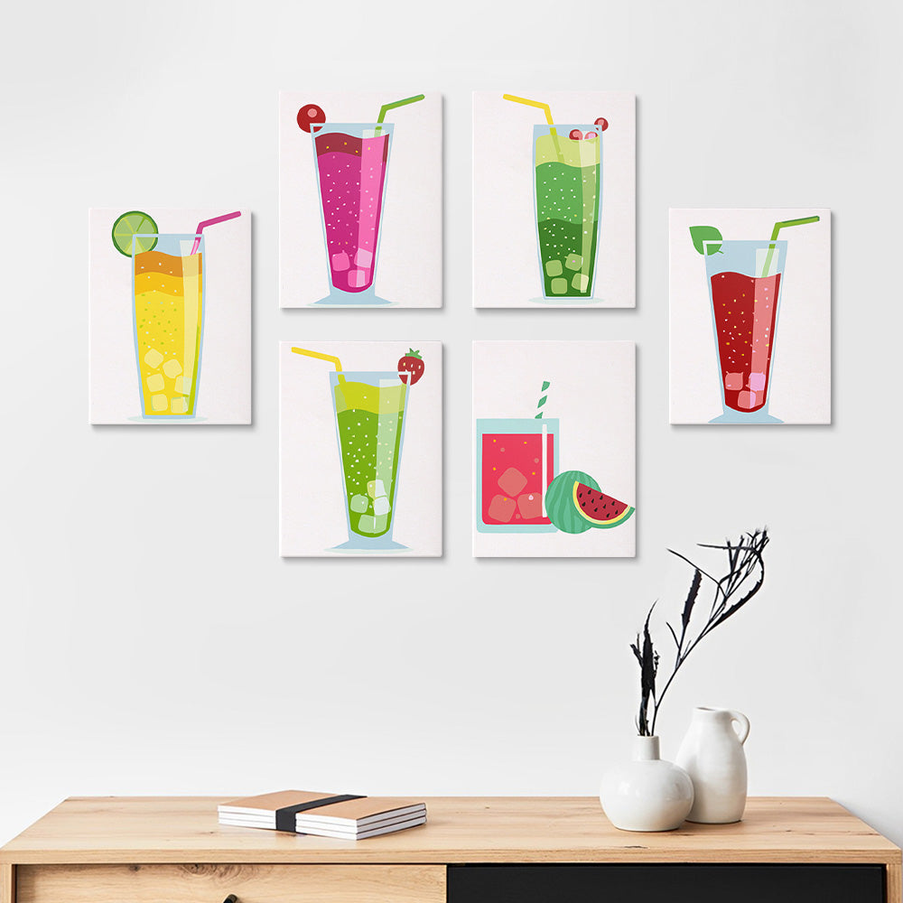 Summer Cocktail 6 Pieces Mini Paint by Numbers