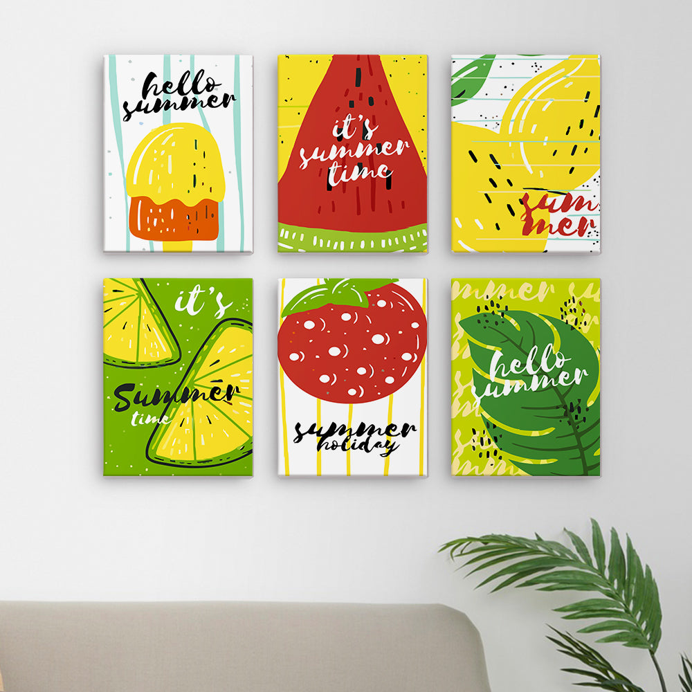 Summer Fruit Popsicles 6 Pieces Mini Paint by Numbers