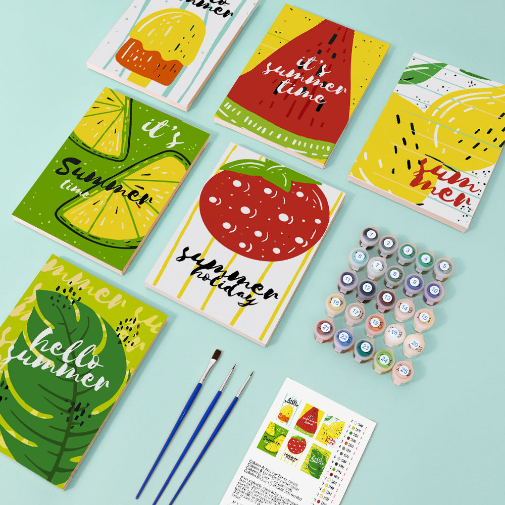 Summer Fruit Popsicles 6 Pieces Mini Paint by Numbers