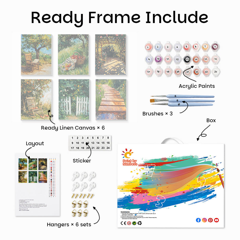 Summer Rural Scenery 6 Pieces Mini Paint by Numbers