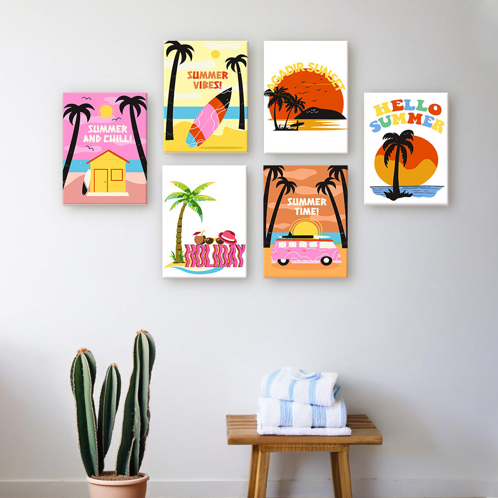 Summer Time! 6 Pieces Mini Paint by Numbers