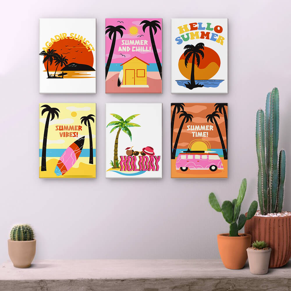 Summer Time! 6 Pieces Mini Paint by Numbers