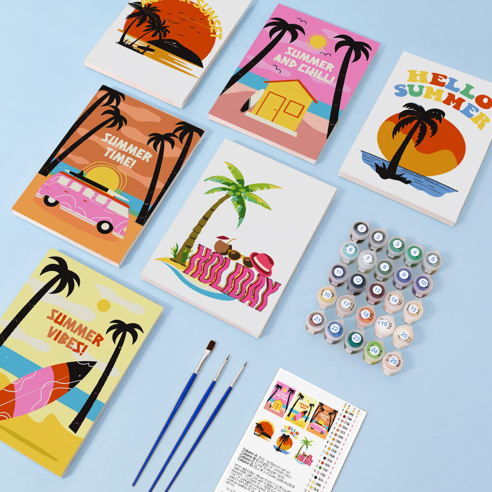 Summer Time! 6 Pieces Mini Paint by Numbers