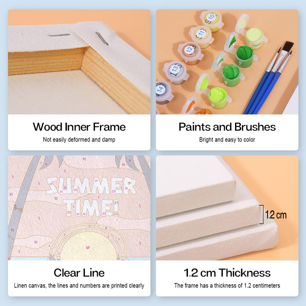 Summer Time! 6 Pieces Mini Paint by Numbers