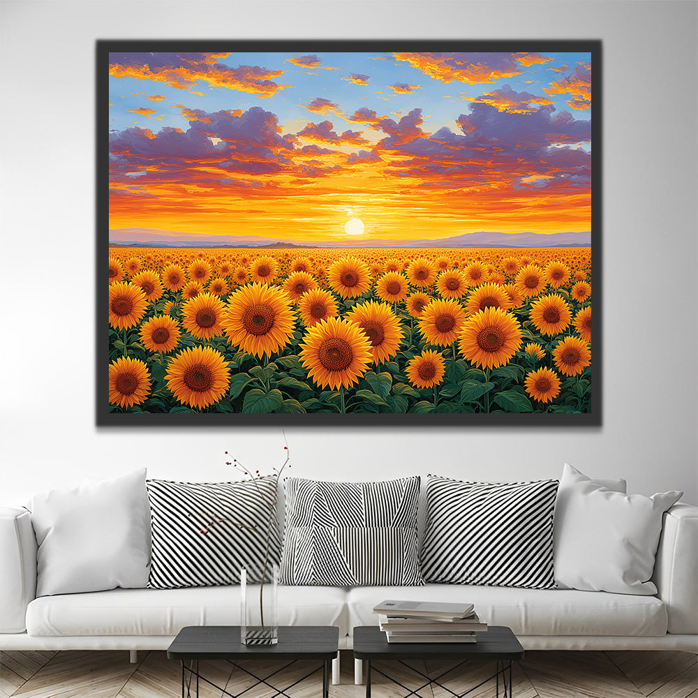 Sunflower Field at Sunrise Paint by Numbers