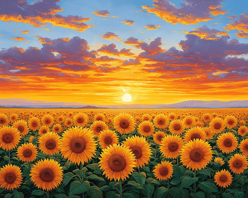 Sunflower Field at Sunrise Paint by Numbers